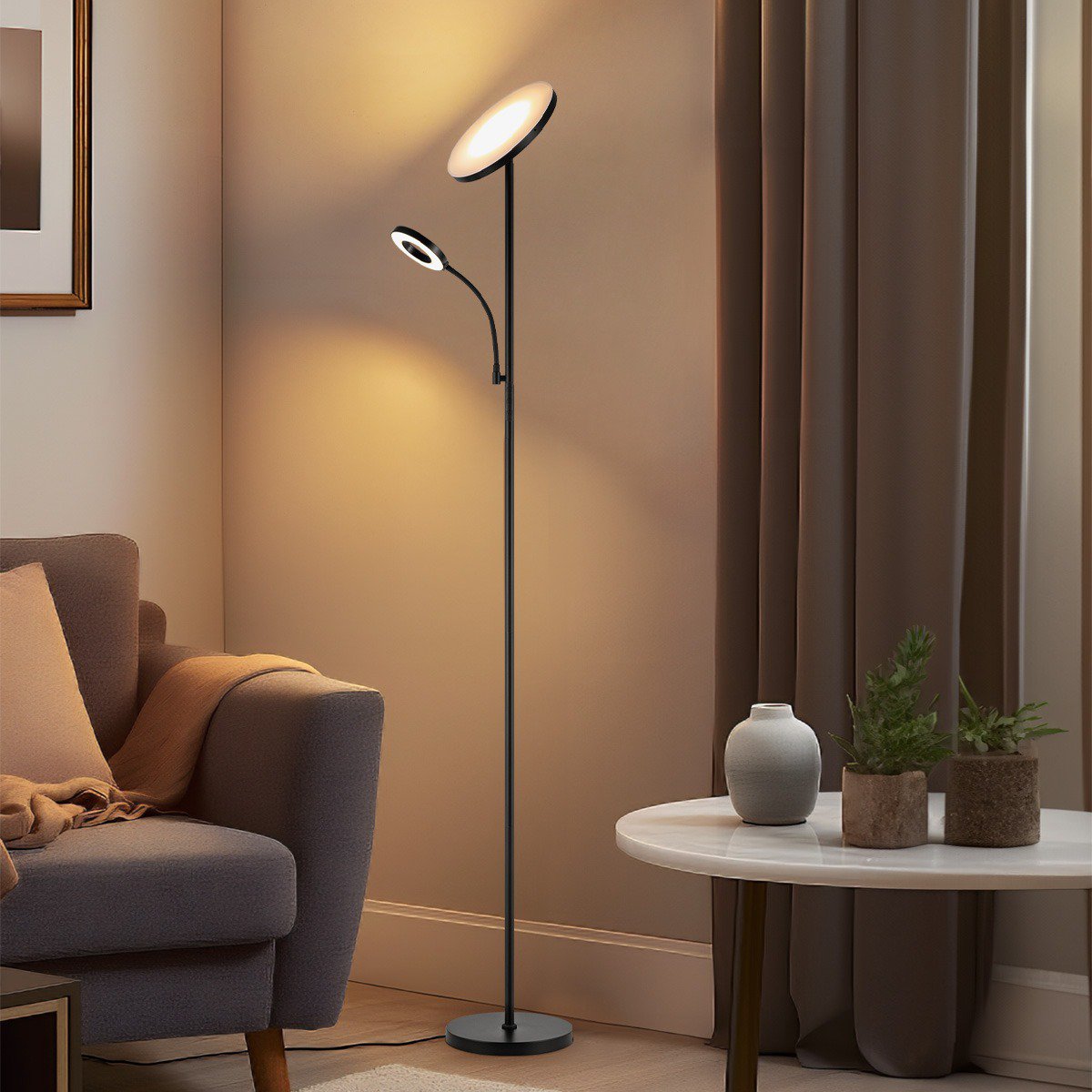 LED-Leselampe Boden – Modernes Schwarz