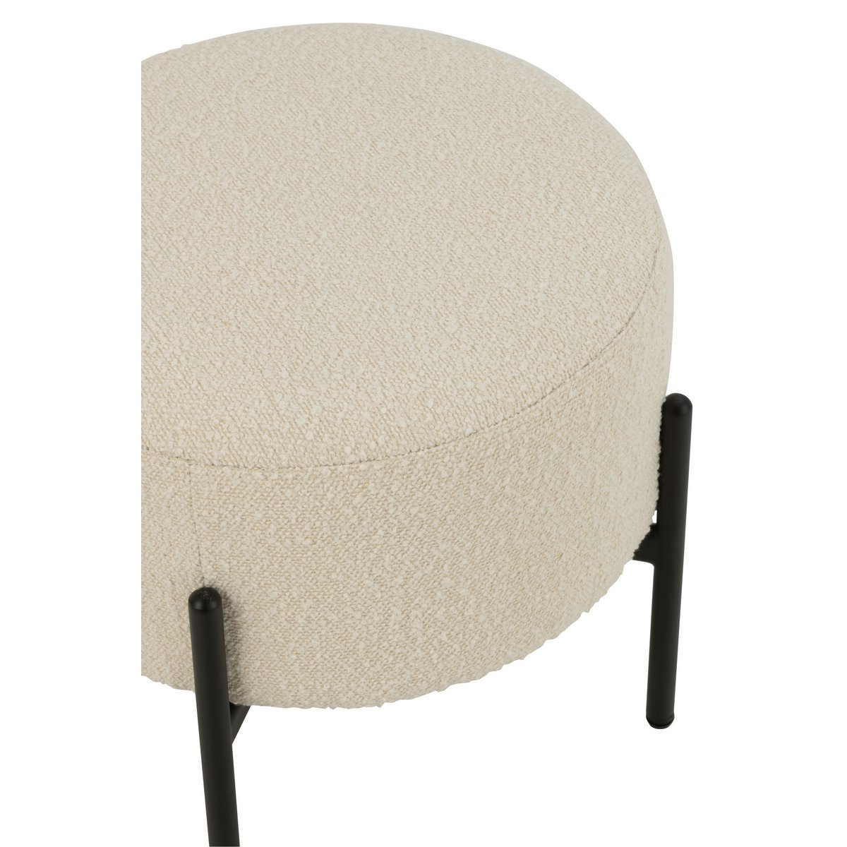 Runder Bouclé Hocker – Modernes Design mit Metallbeinen