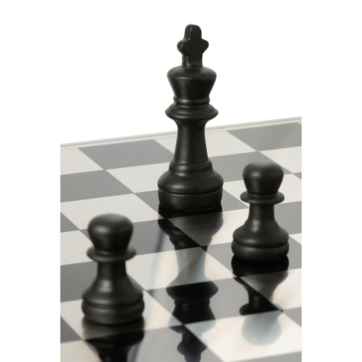 Schachset Polyresin Gold Schwarz Deko Luxus Schachbrett 61cm