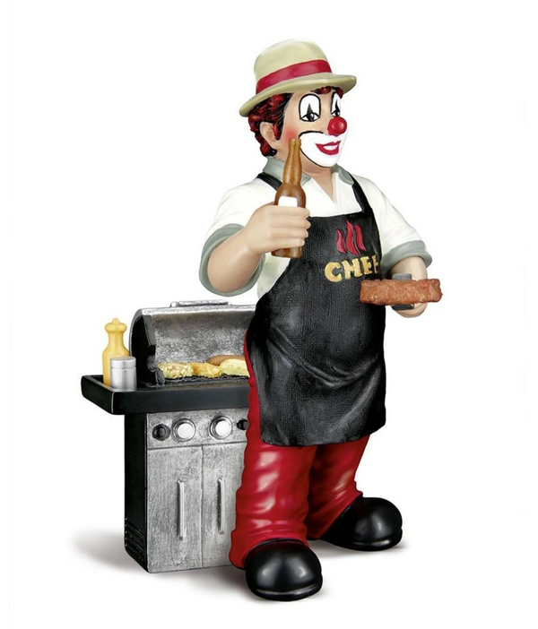 Clownfigur Chefgriller aus Kunstharz - Humorvolle Grill Deko