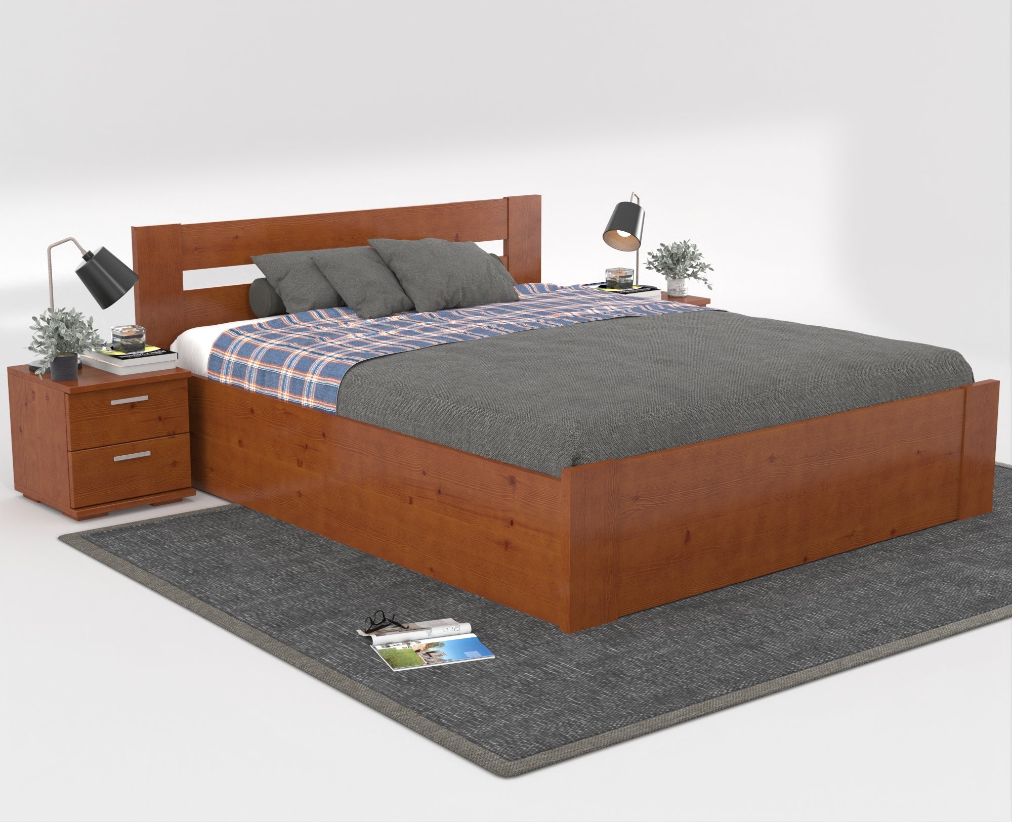 Nobis Kieferbett mit Bettkasten | Massivholz | Naturholz | 100% Bio-Bett inkl. Lattenrost