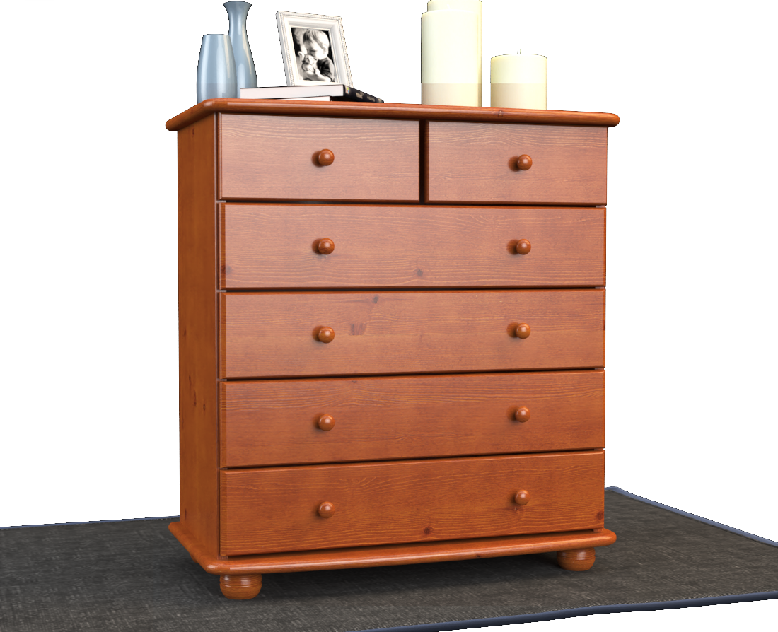 Anika Kommode Sideboard | Anrichte | 6-Schubladen | 100% Bio Kiefer Massivholz