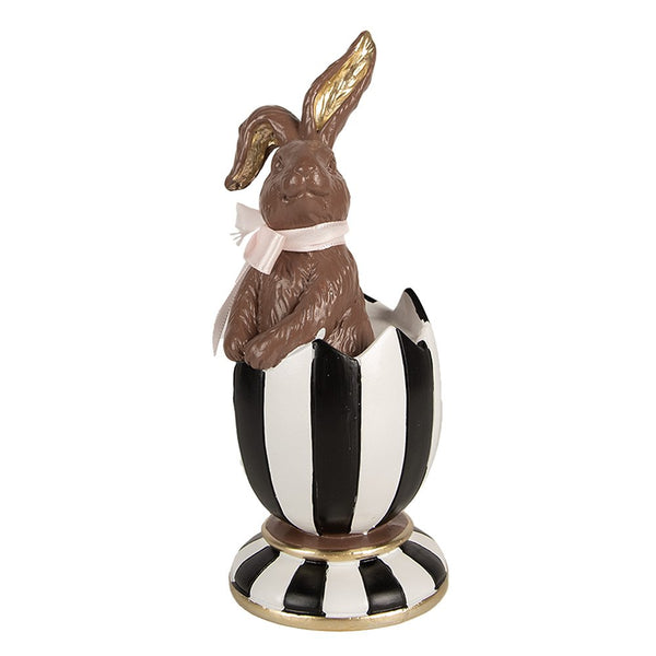 Decorative Rabbit in Egg Brown White 8x19 cm