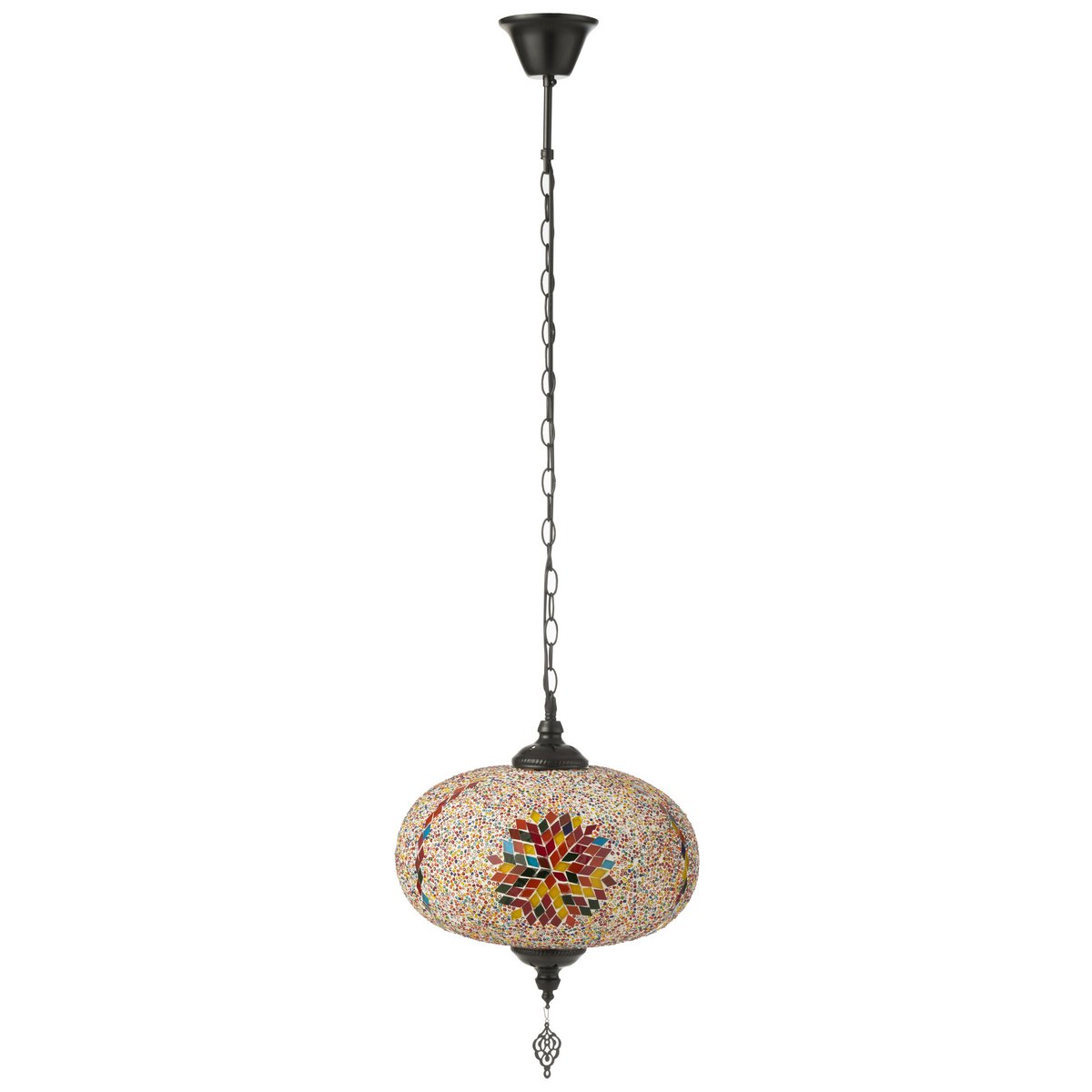 Oriental hanging lamp with mosaic – Large pendant light in orange
