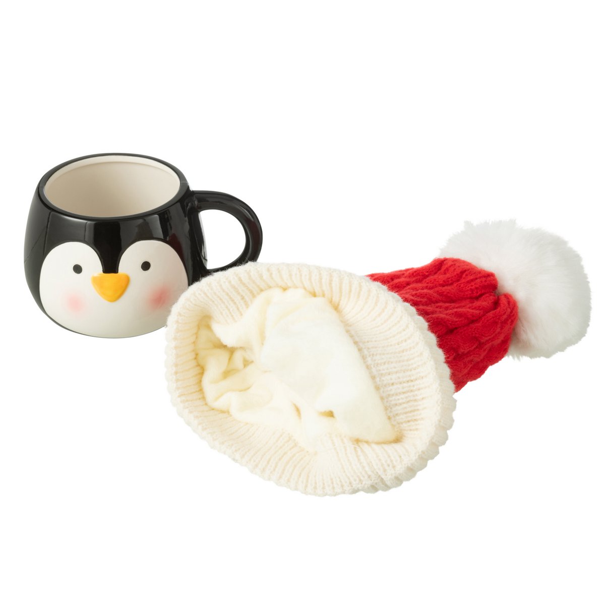 Tasche+Hut Pinguin Geschenkbox Keramikmischung