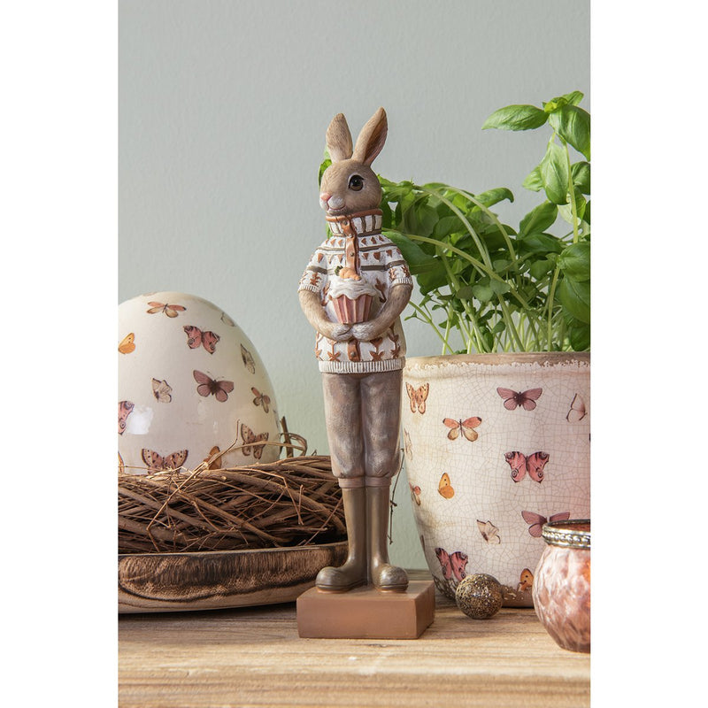 Decoratief Beeld Konijn Bruin Beige 7x7x28 cm