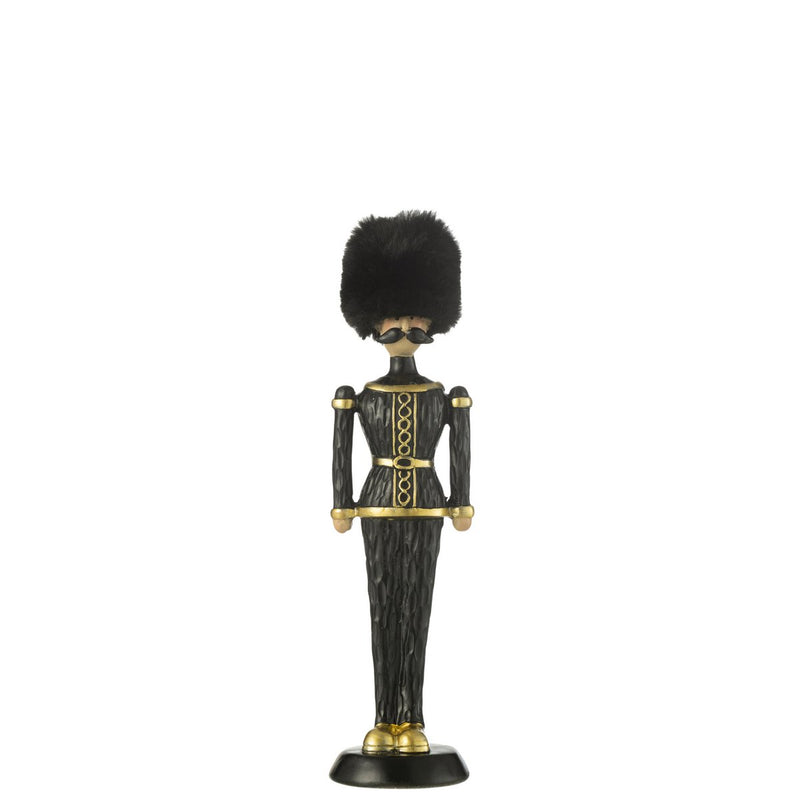 Schwarzer Nussknacker mit Fellhut – 25 cm Polyresin Dekorationsfigur