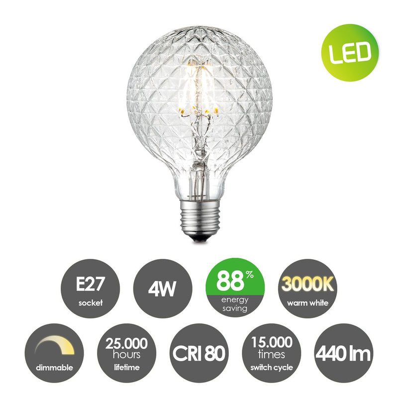 Home Sweet Home dimmable LED Globe Deco E27 G95 4W 440Lm 3000K Gold