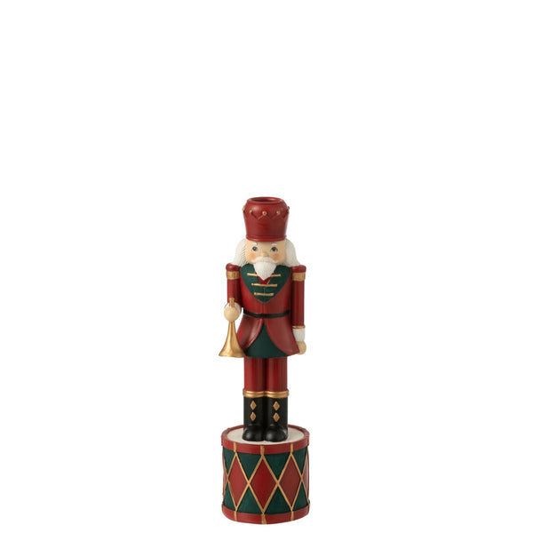 Nussknacker Kerzenhalter in Rot und Grün – 25,5 cm Weihnachtsdeko