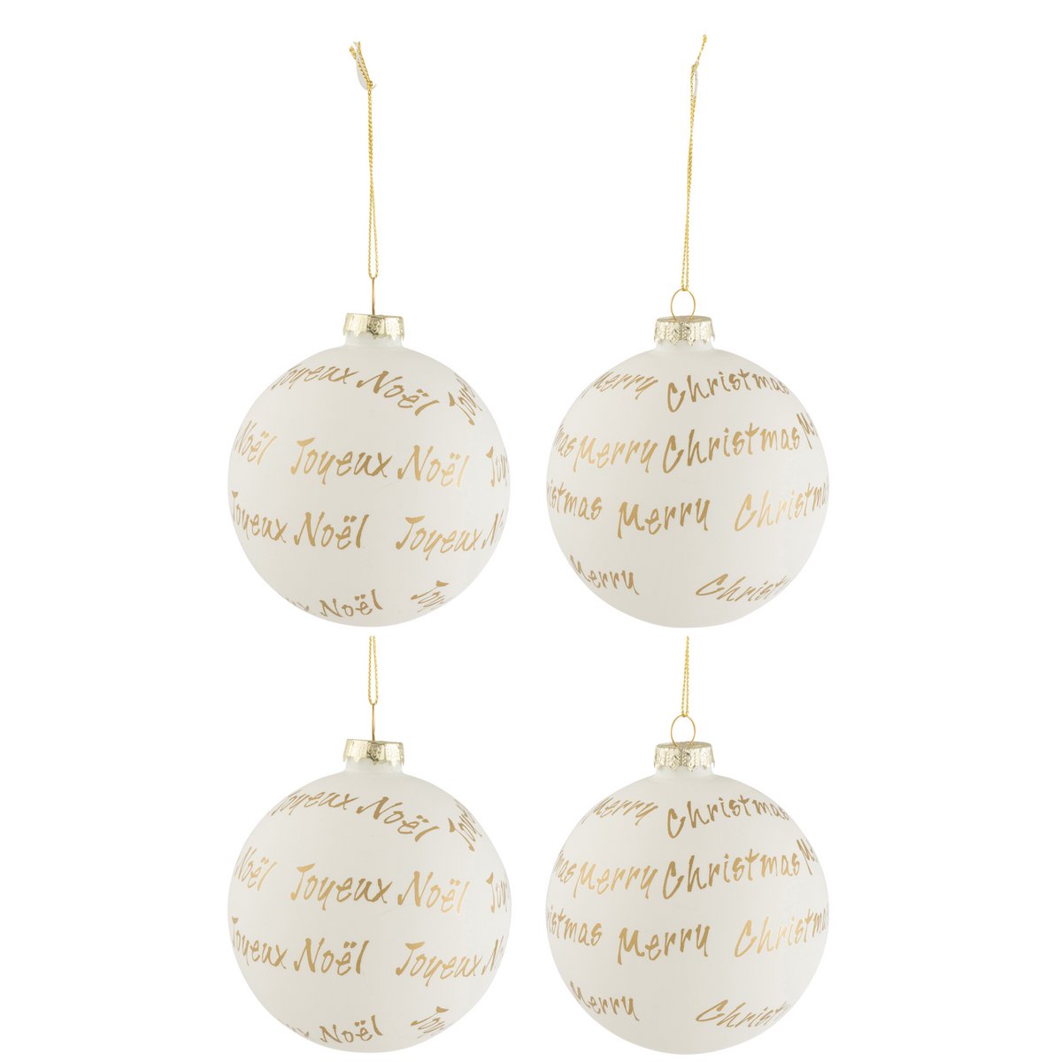 Weihnachtskugeln - Glas - Weiß/Gold - 4 Stück