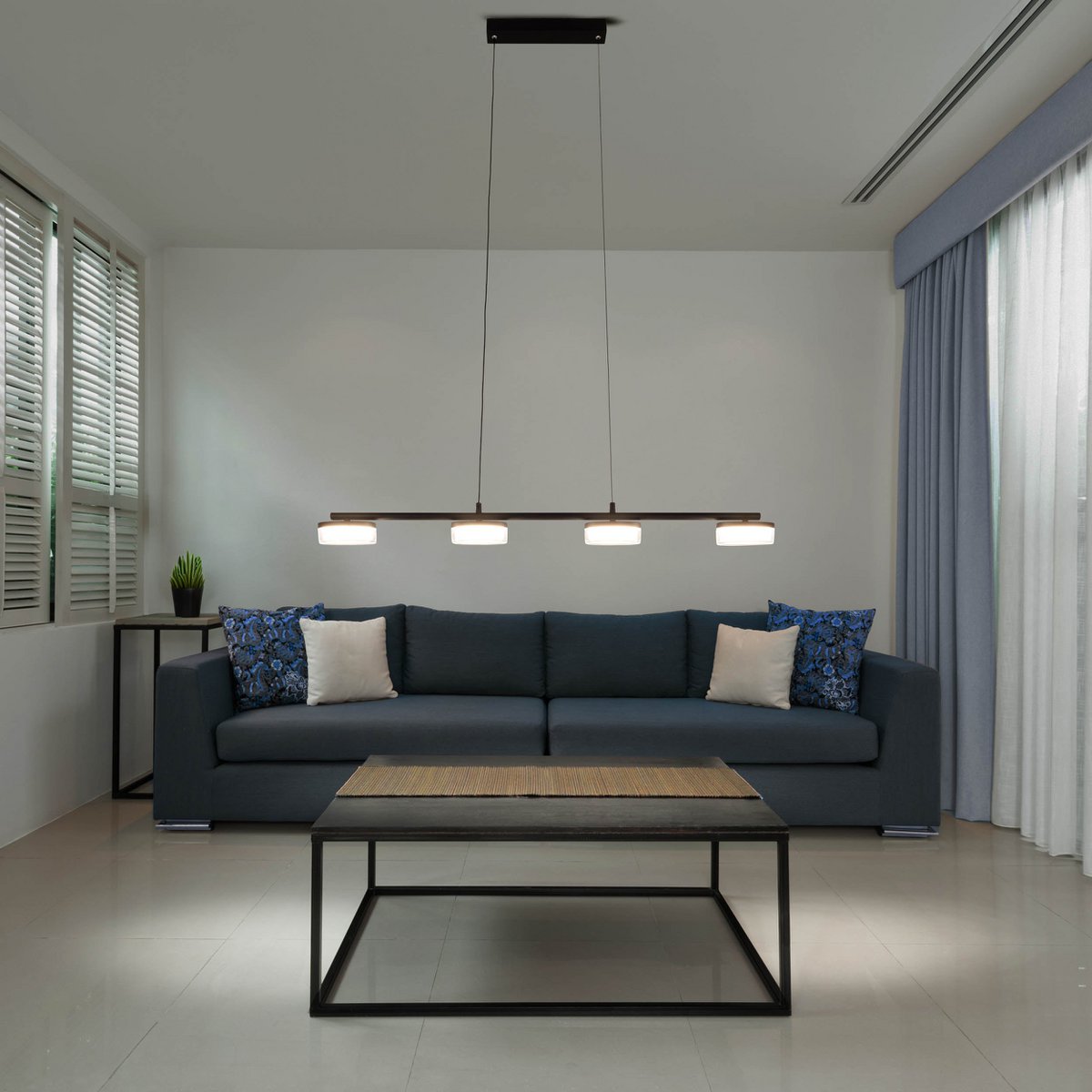 LED Pendelleuchte "CIMO" aus Metall und Kunststoff in Schwarz, mit integrierter LED, Länge 96 cm