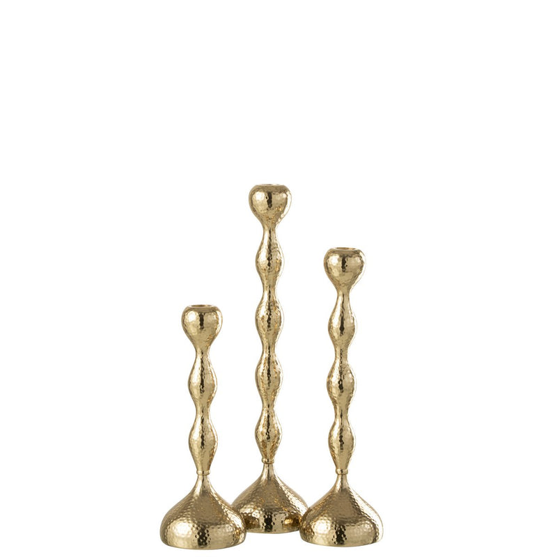 3er-Set Kerzenhalter Aurora aus Aluminium in Gold