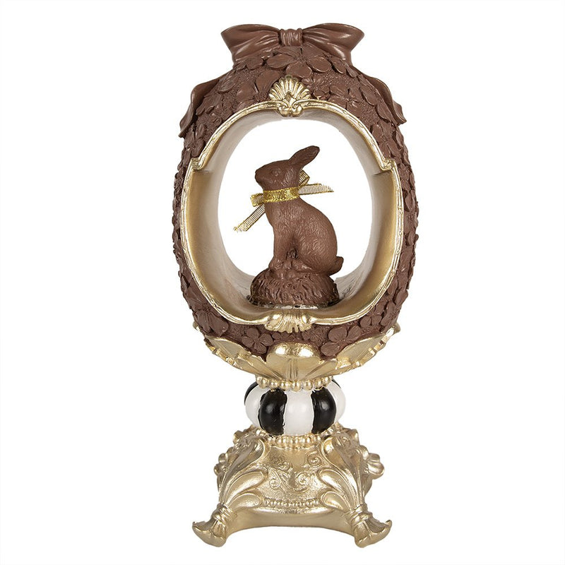 Decorative bunny in an egg in brown 16x14x30 cm
