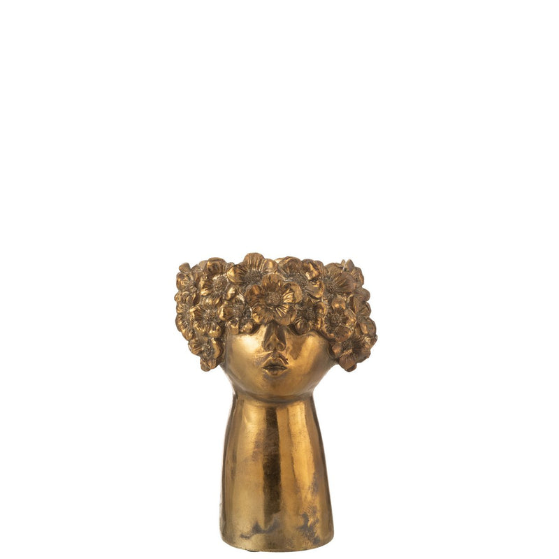 Nebu plantenbak van polyresin in goud, 27,5 cm