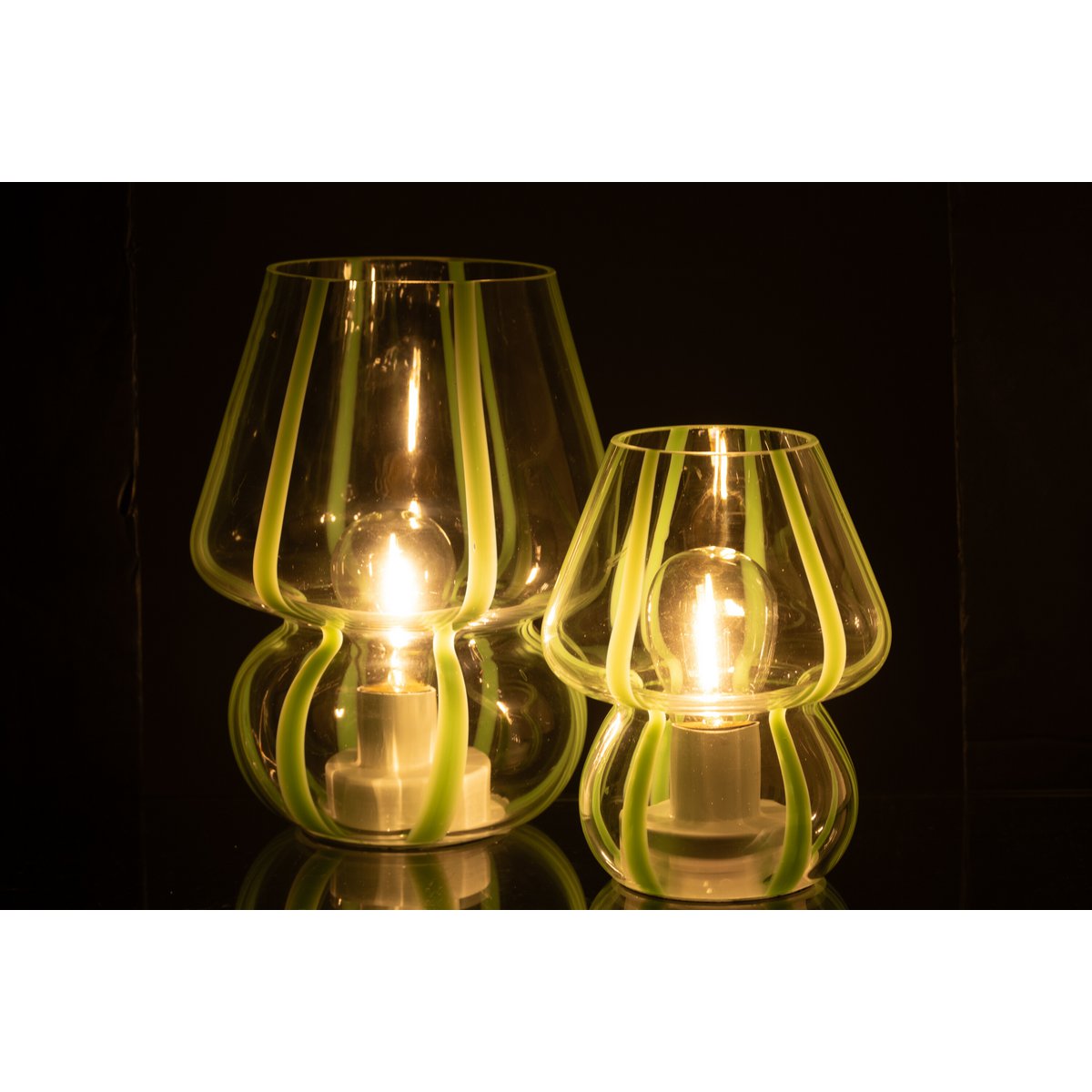 J-Line-Tischlampenstreifen Glas transparent/grün groß