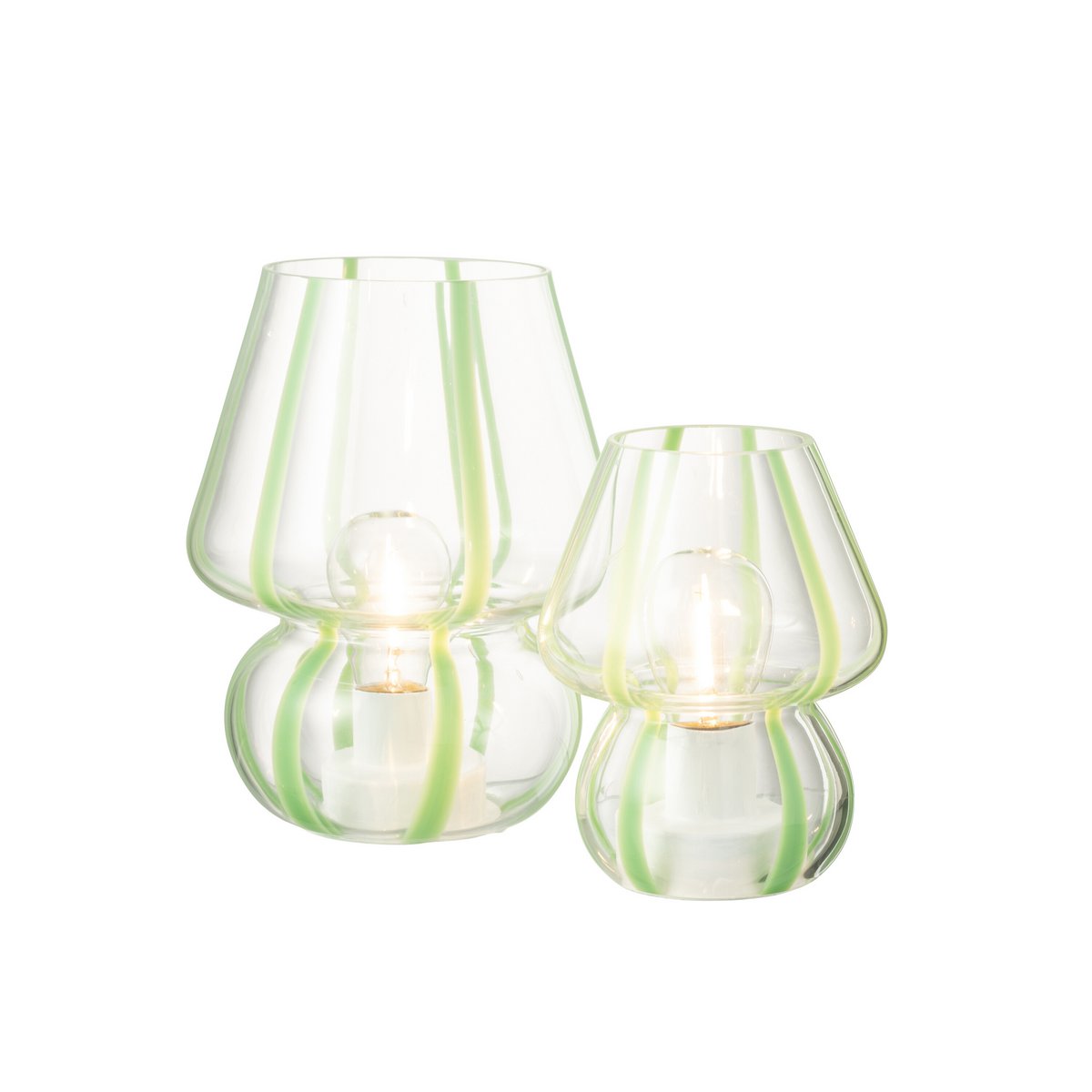 J-Line-Tischlampenstreifen Glas transparent/grün groß