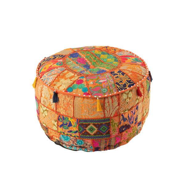 Exotischer Sitzpouf - Handgefertigt in Orange 49cm
