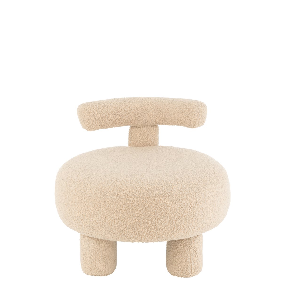 Ronde kruk met rugleuning Bouclé stof Warm Beige 52x52 cm