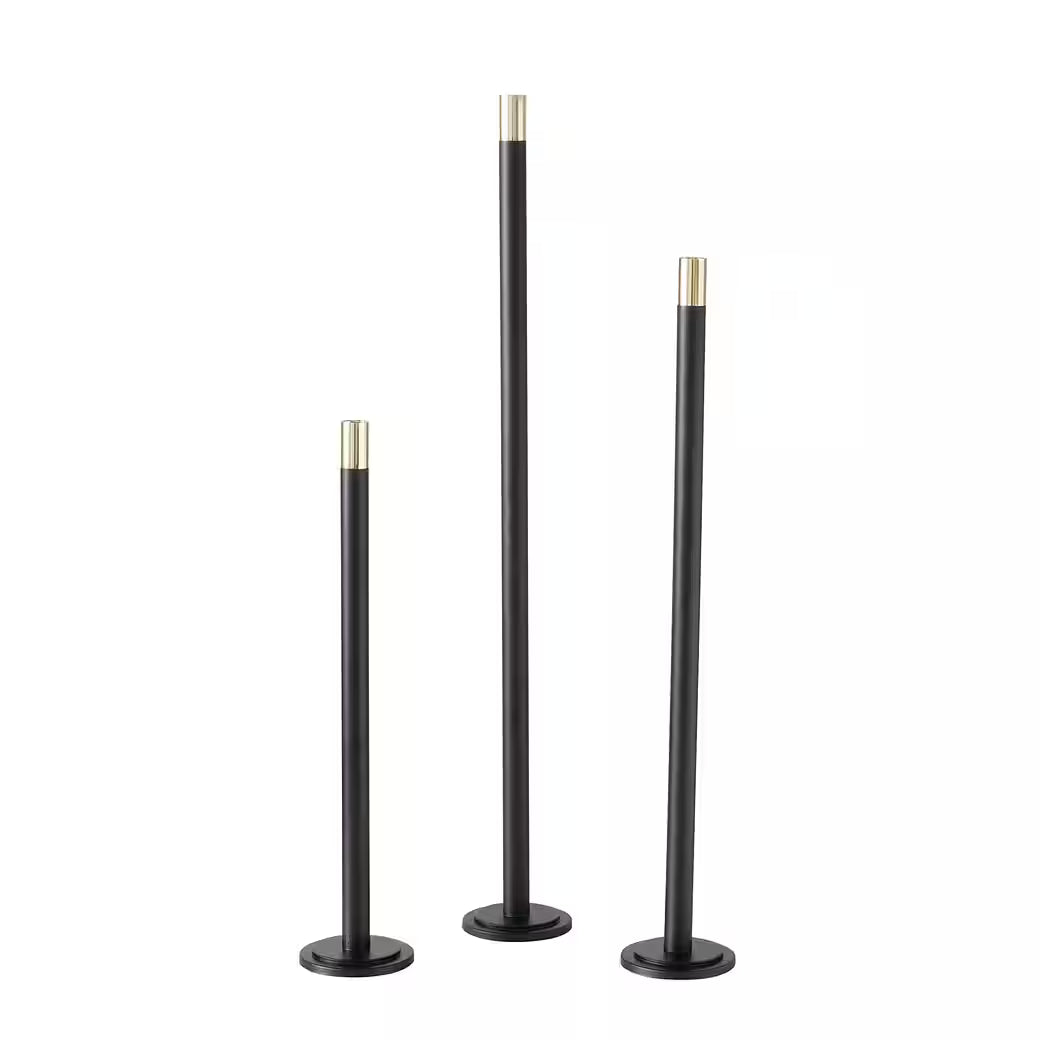 Kerzenhalter Bodenkerzenleuchter Mats Eisen Schwarz Gold Modern 76,5 cm Höhe