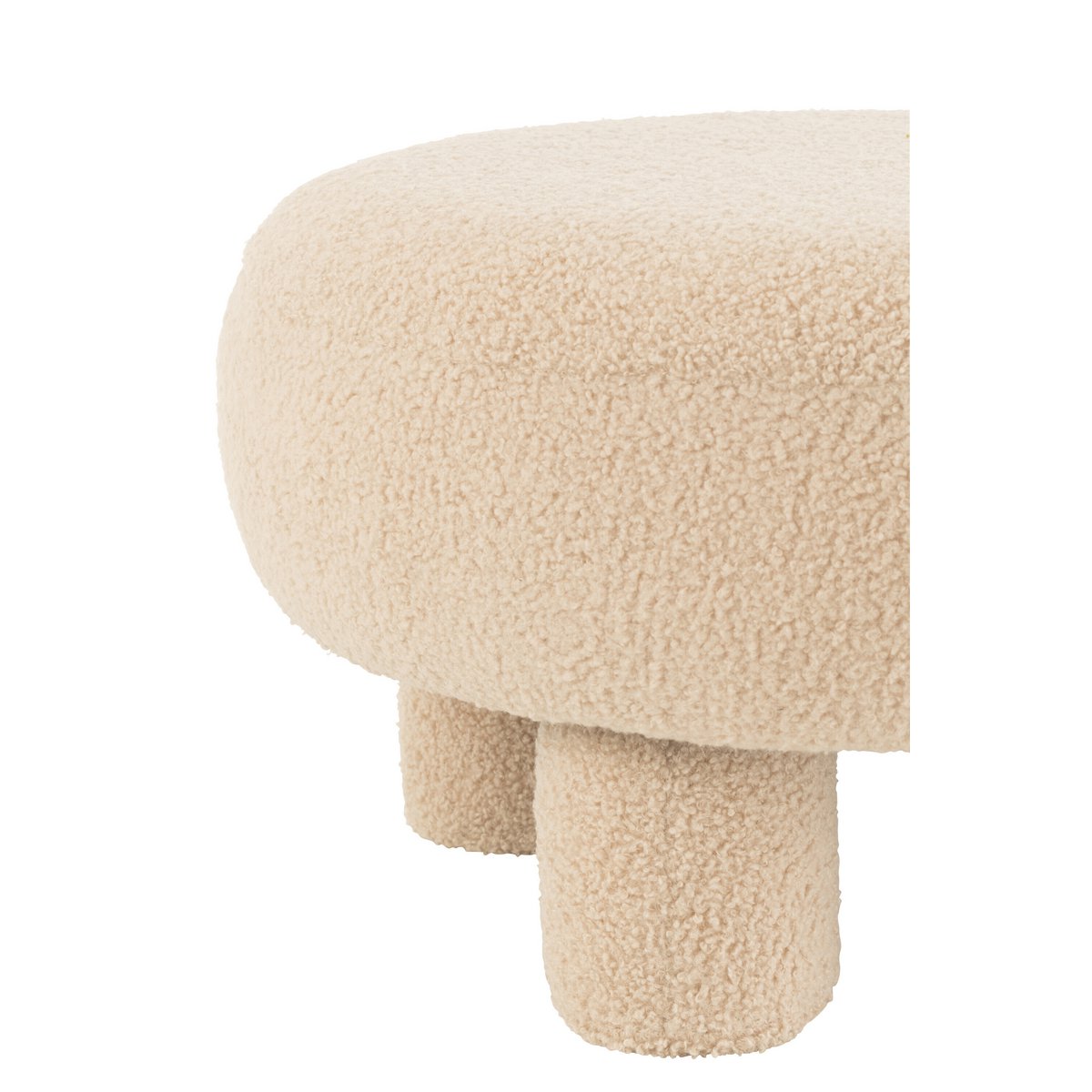 Runder Hocker aus Teddy Bouclé in Warm Beigee
