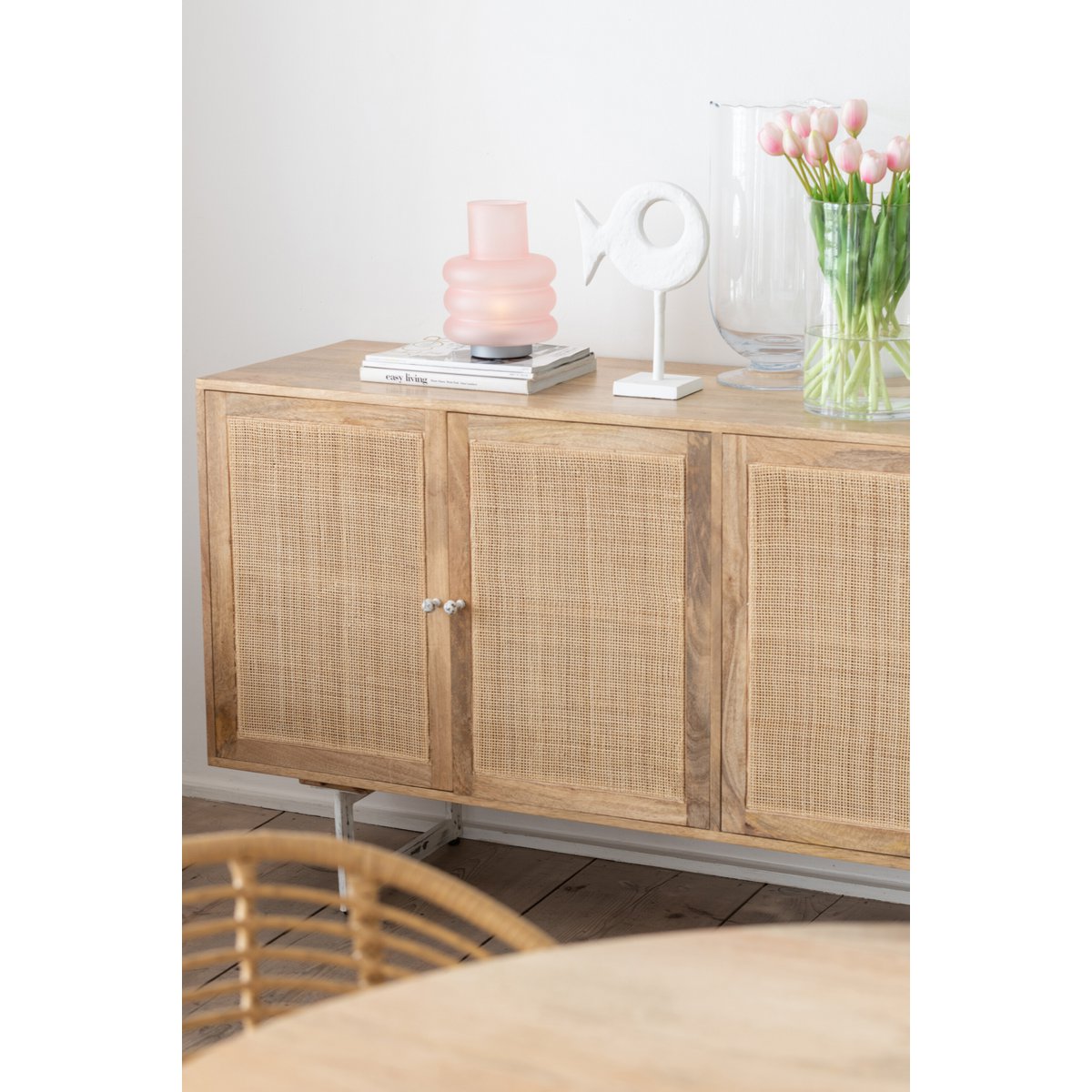 Rattan mango wood chest of drawers natural