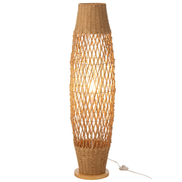 Stehlampe in Natur Optik aus Metall, gedrehtes Design