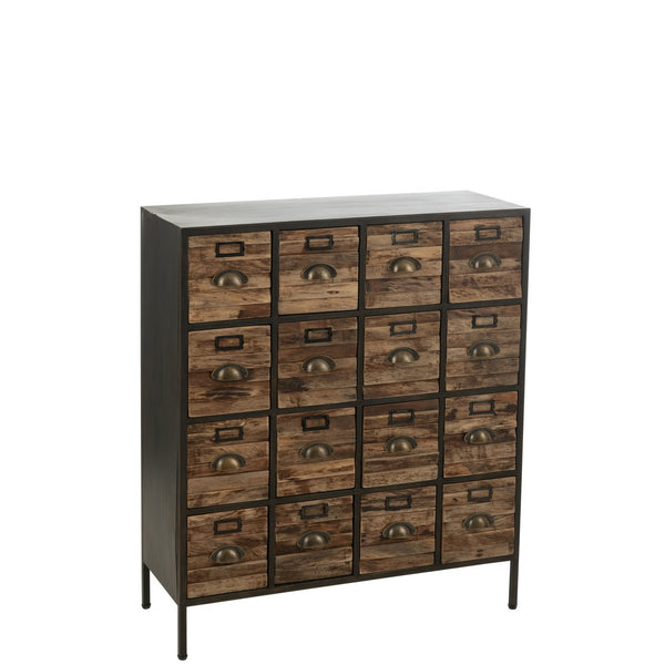 Vintage Schrank mit 16 Schubladen aus Holz und Metall – Industrial Design