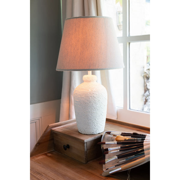 Table lamp Esmee cement textile white beige E27 40W