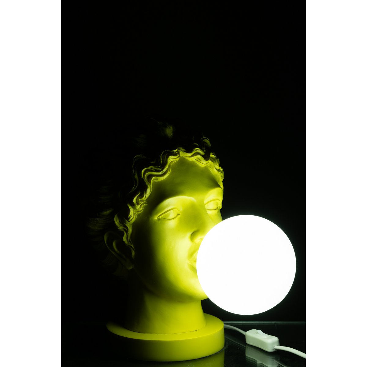 Tischlampe Lady mit Kaugummi – Stilvolle Büstenlampe in Gelb