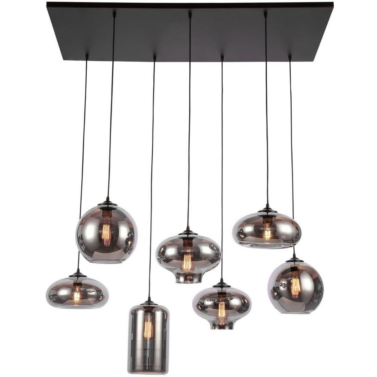 Ava hanglamp rookglas 7-lichts