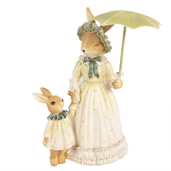 Decoration Rabbit Mother Child with Umbrella