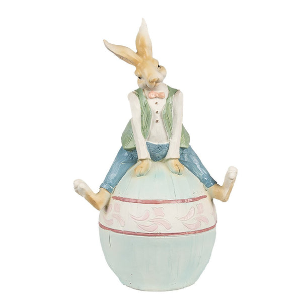 Decorative statue rabbit brown blue green 15x12x25 cm