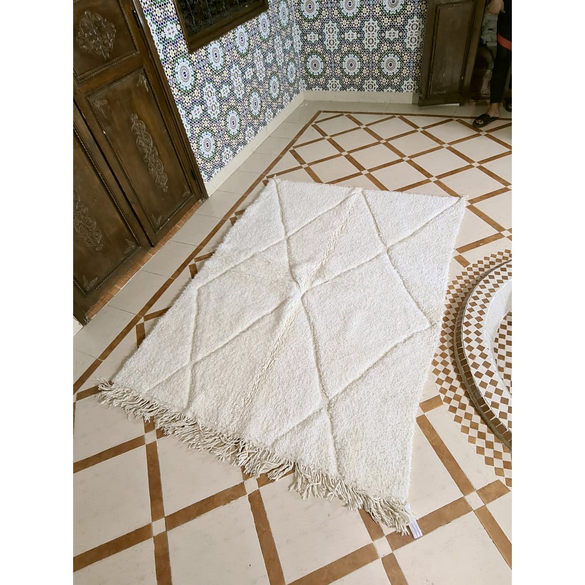 Berberteppich Beni Ouarain reine Wolle 105 x 205 cm