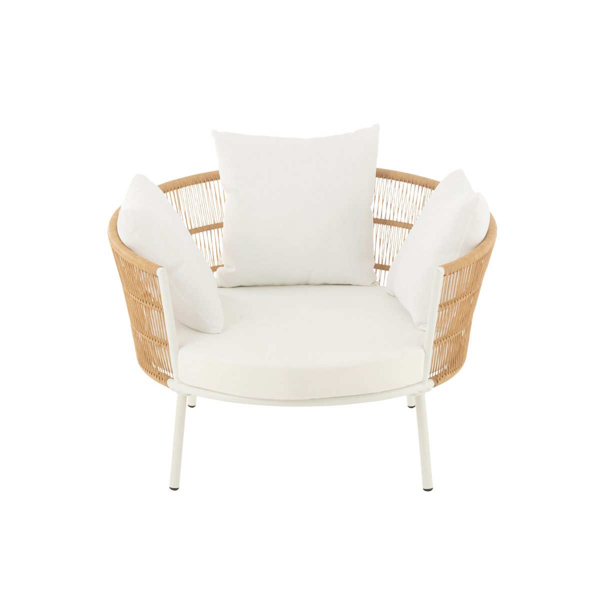 Lounge Sessel Joa Rattanoptik naturweiß für Garten Terrasse Balkon