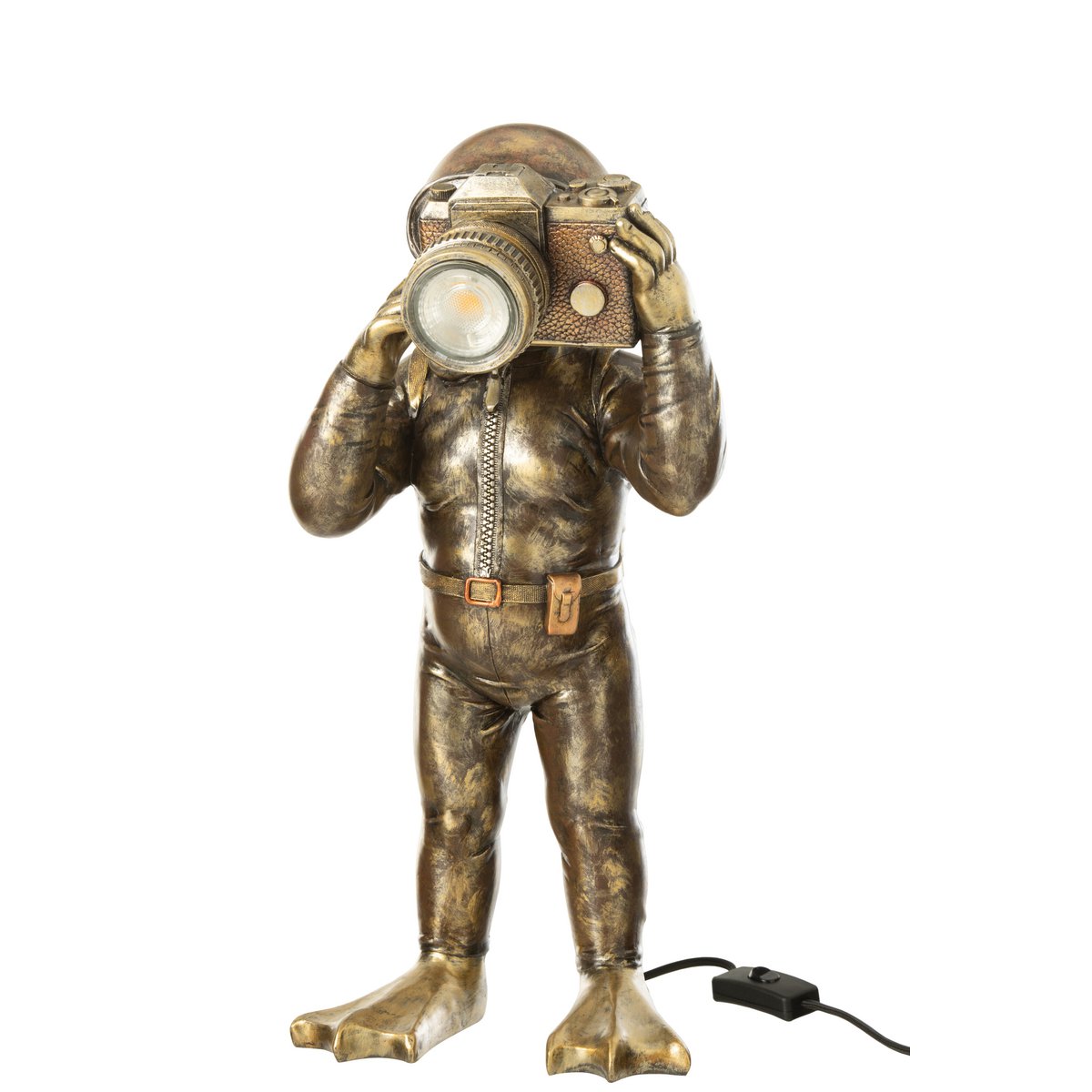 Tischlampe Diver Polyresin Antik Gold