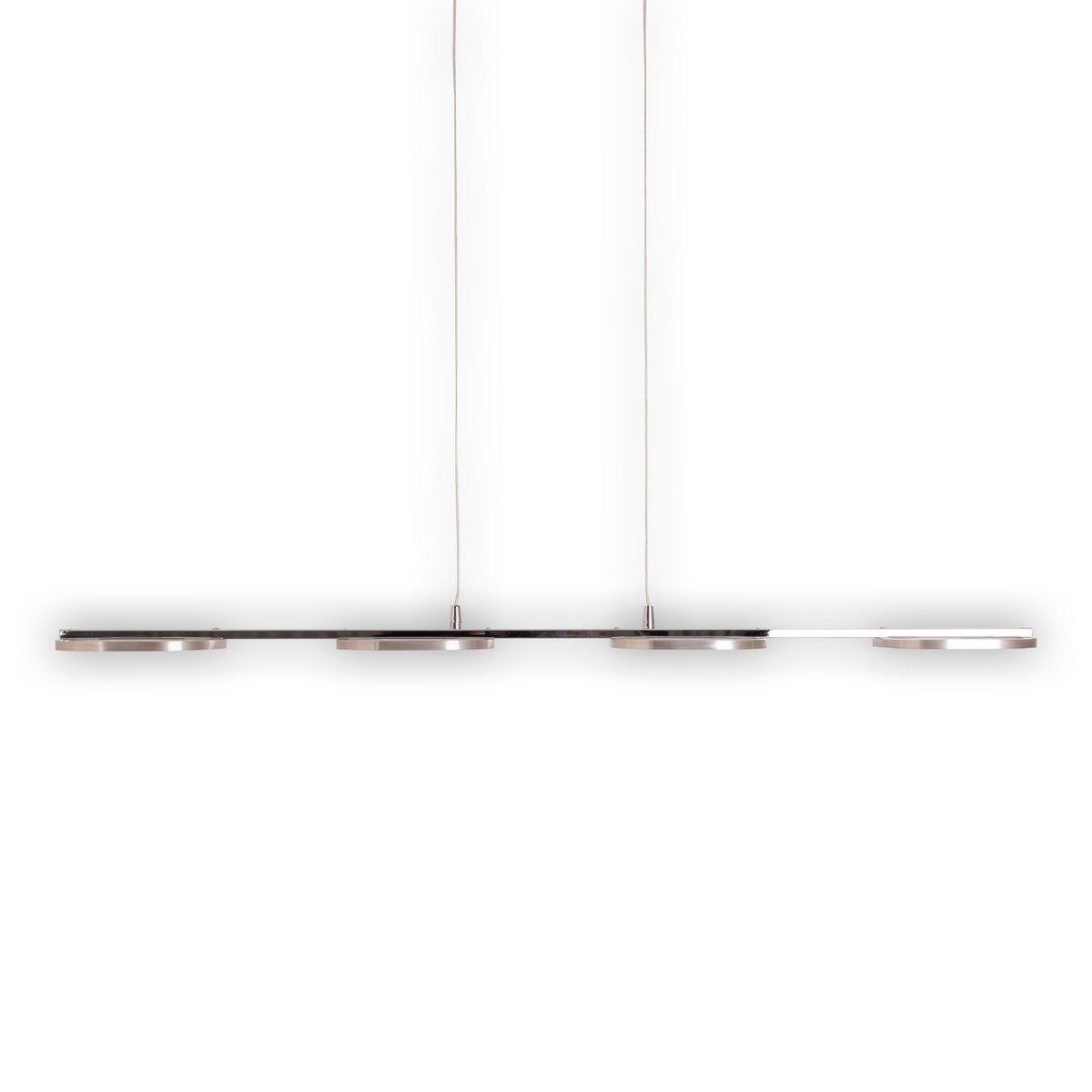 LED pendant light "BEAM" made of metal and plastic in bright steel, with integrated LED