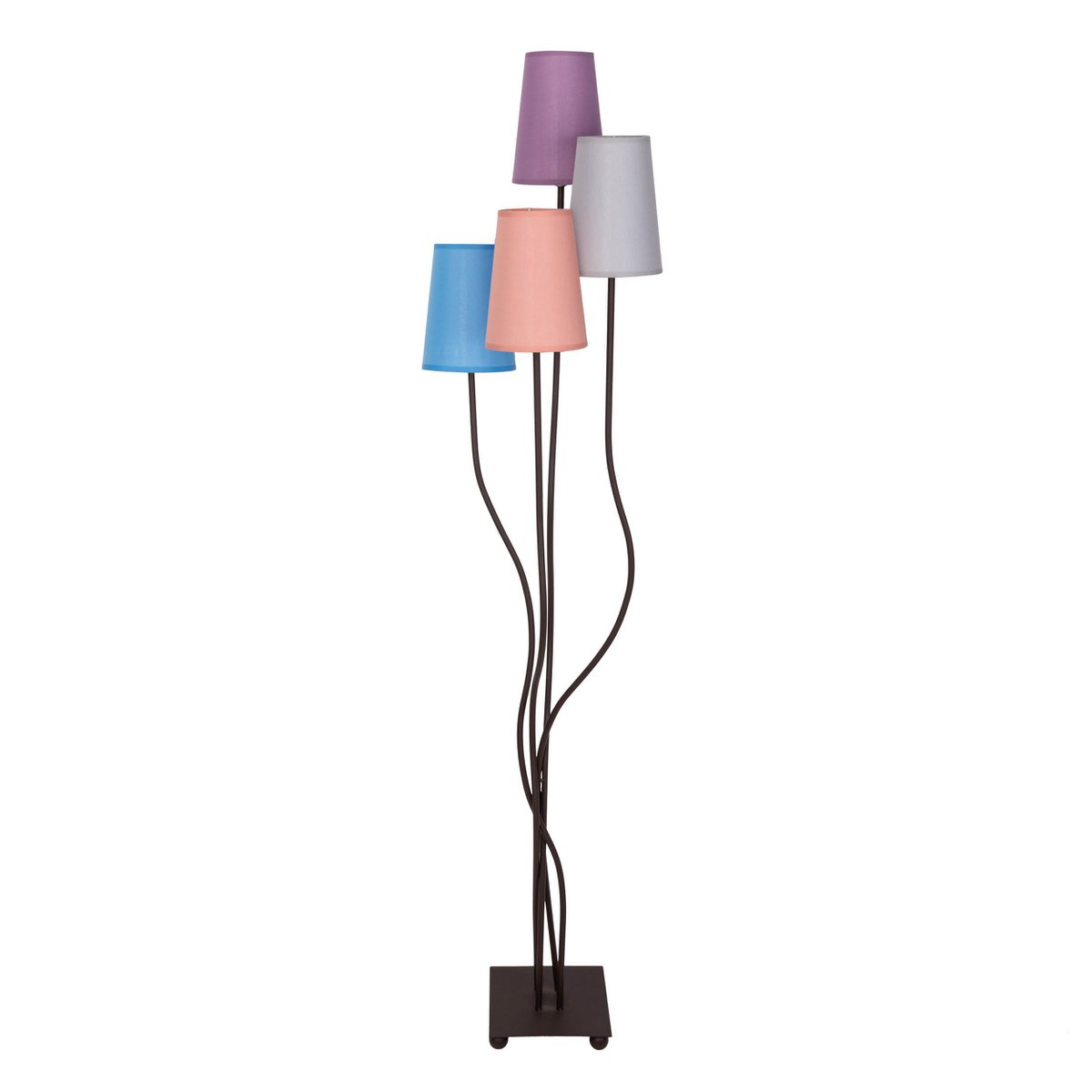 Textilstehleuchte 4-flammig "BOHO" bunt, Stehlampe mit bunten Schirmen, mit E14-Fassung, für Esszimmer, Wohnzimmer, Diele oder Büro, 140 cm hoch