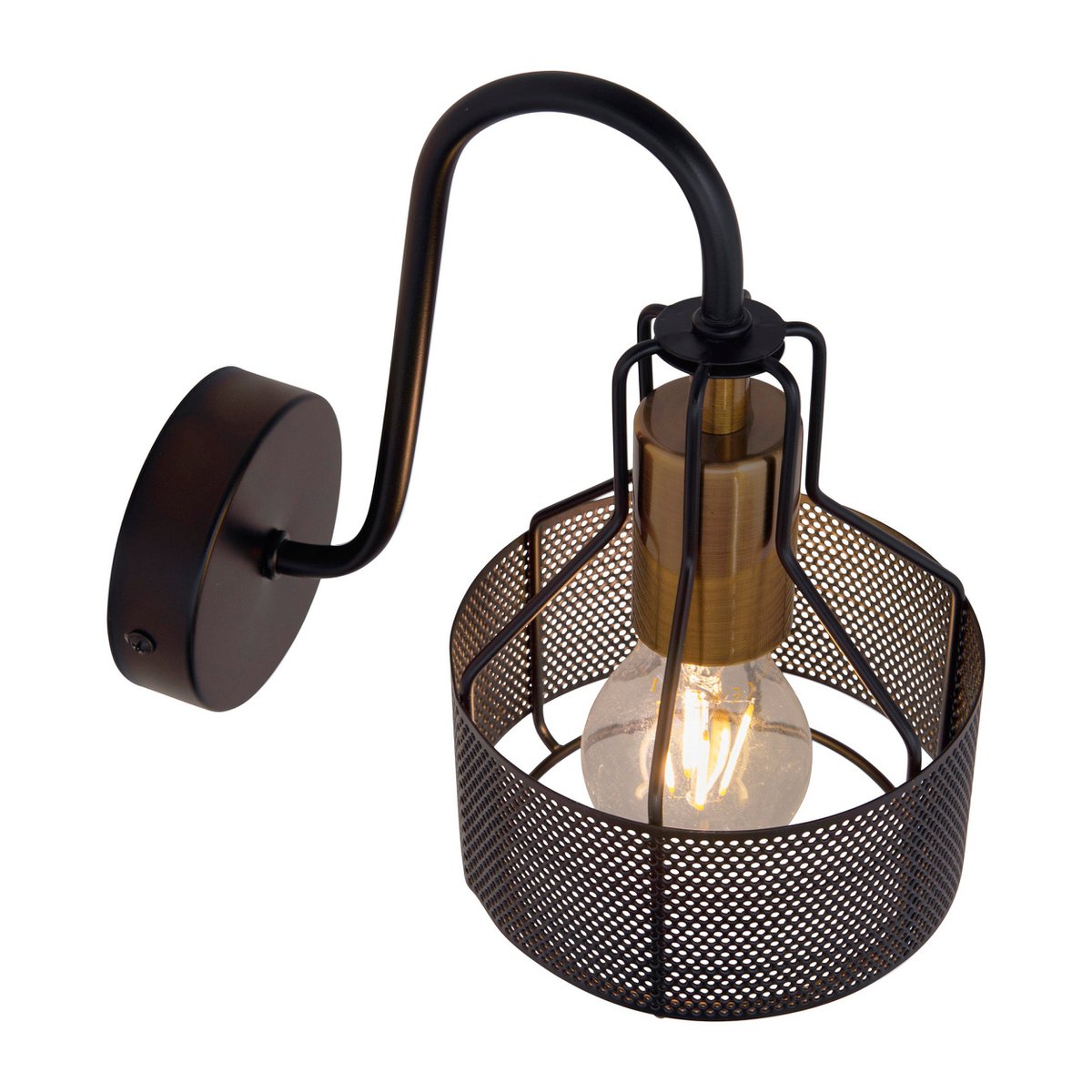1er Wandleuchte Spot "FORO" aus Metall in Schwarz, mit E27-Fassung, ca. 22 x 13,5 x 23 cm. Stilvolle Beleuchtung für Wohnzimmer, Esszimmer oder Küche.