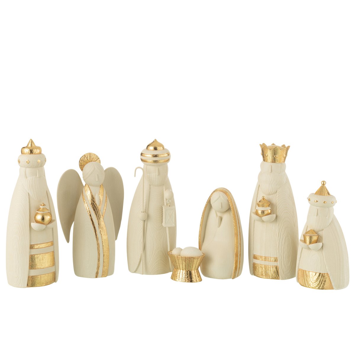 Weihnachtskrippe Set 7 Teilig Polyresin Weiß Gold
