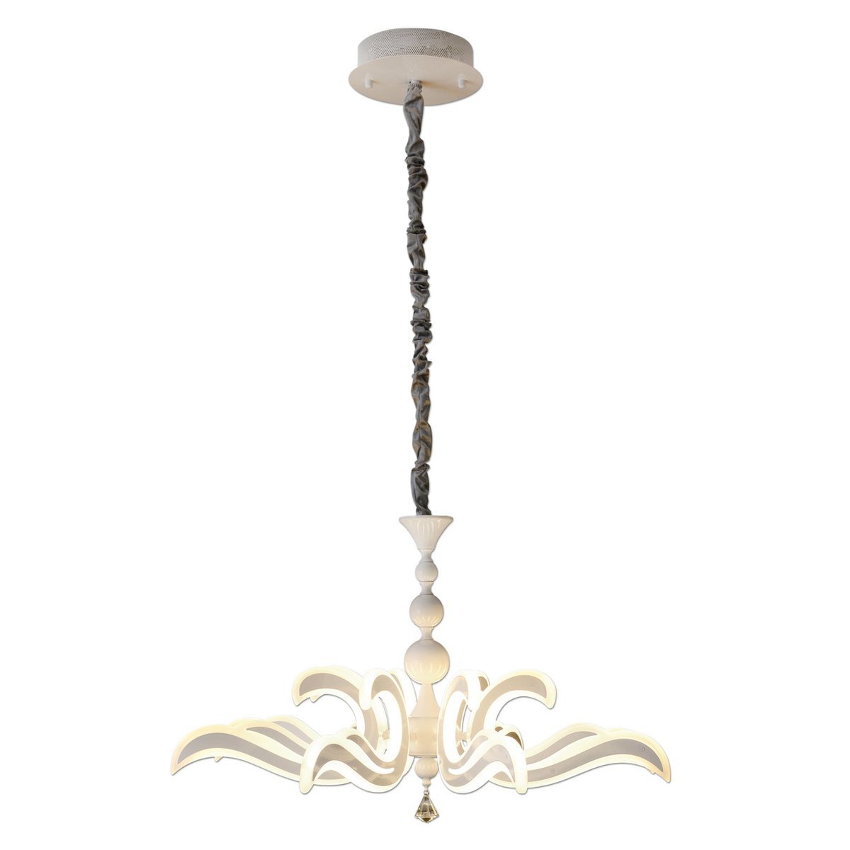 LED-Krone "LUDWIG" weiß Ø 66cm, mit fest verbauten LEDs, Metall in weiß