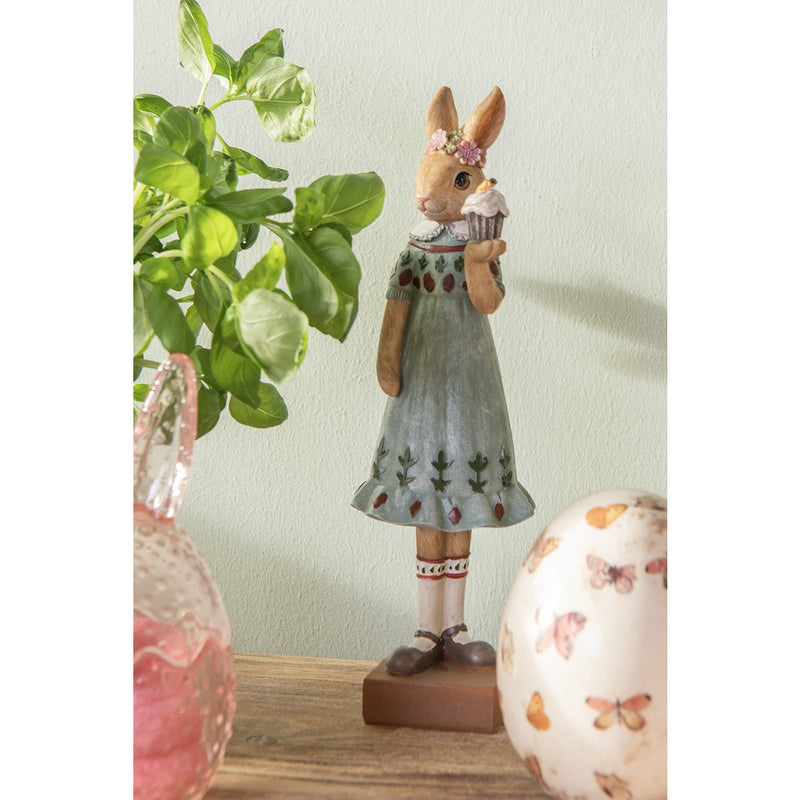 Decoratief Beeld Konijn Bruin Groen 9x8x28 cm