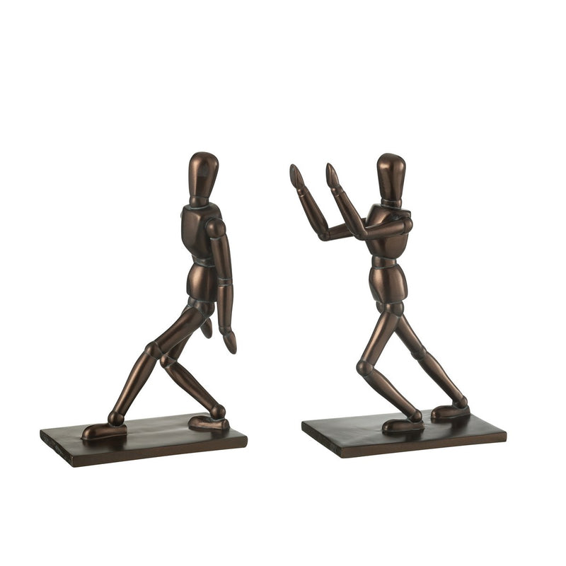 Set aus 2 Bücherstützen Figur Männer in Braun
