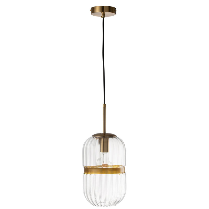 Hanging lamp Tube Iron Glass Transparent Gold