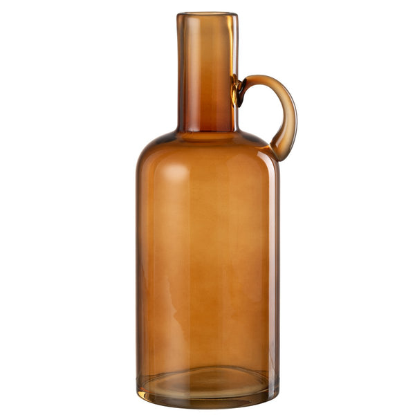 Brown glass vase in cylinder design with handle – stylish accents for your home