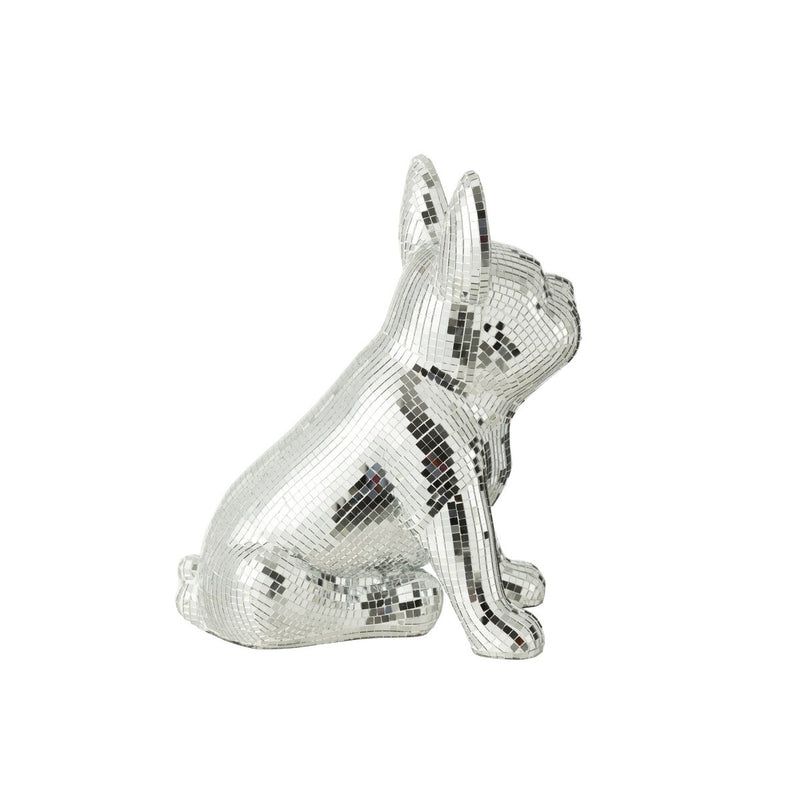 Dekofigur Disco Bulldogge Silber Spiegel Mosaik 33 cm