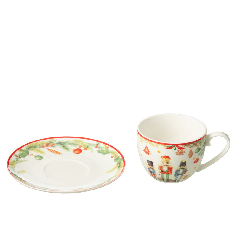 Set of 4 Nutcracker Teacups with Saucers – Ceramic, 220 ml