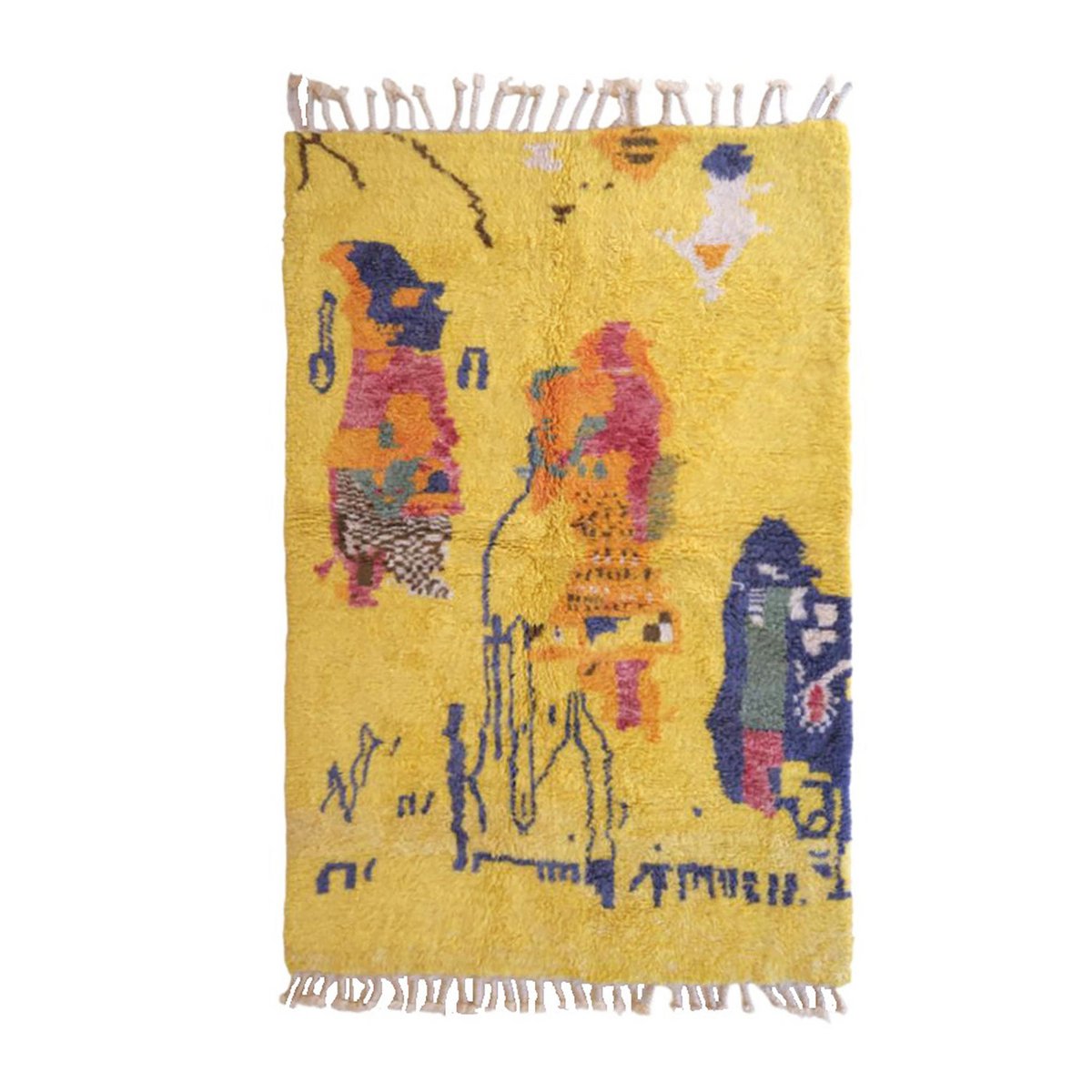 Abstrakter Berberteppich aus Wolle, 164 x 245 cm