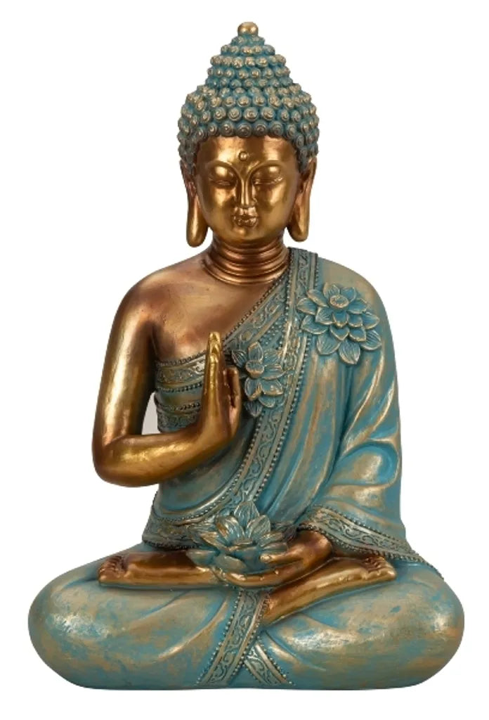 Avalokiteshvara in mint green, elegant Buddha sculpture, 31.5 cm