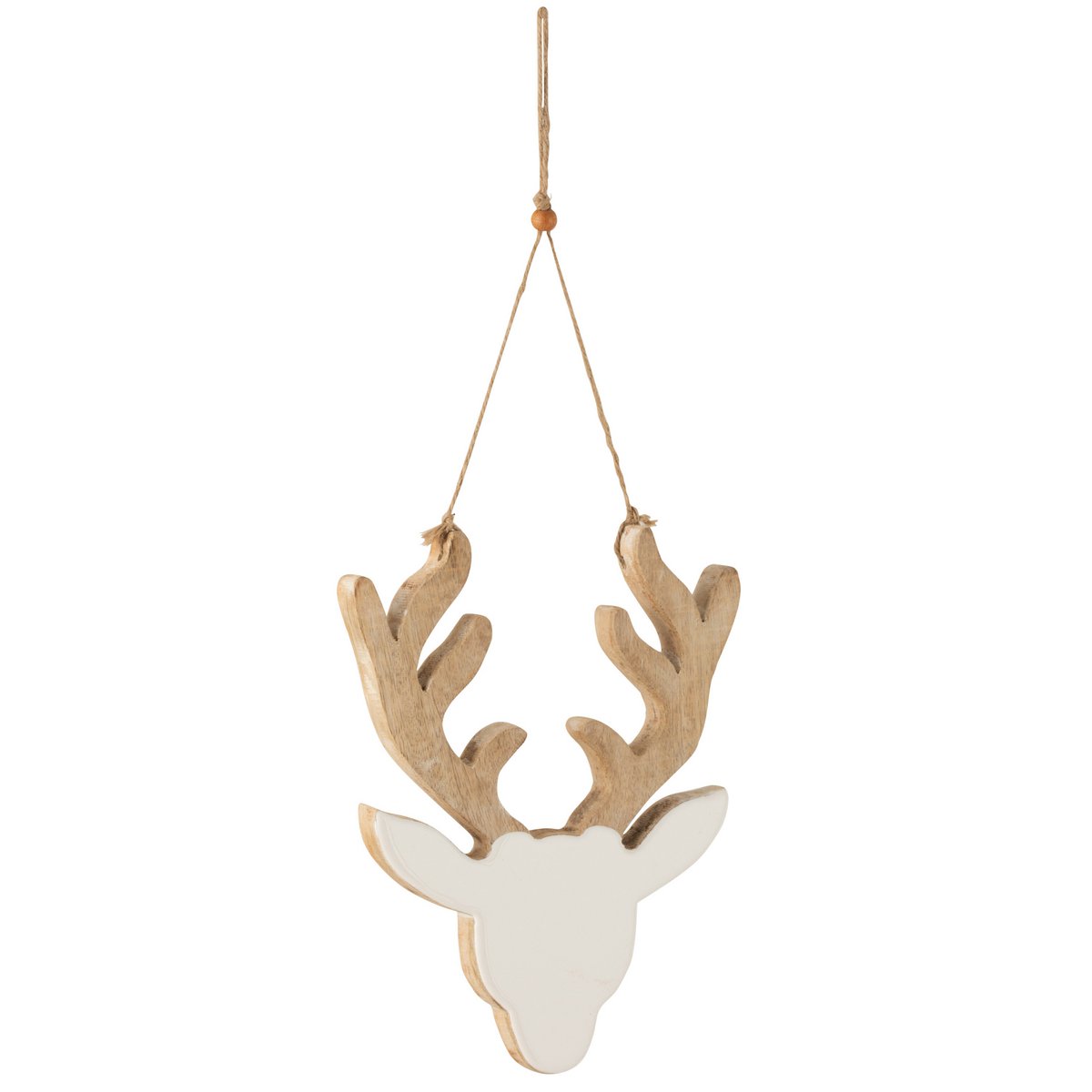 J-Line Christmas Hanger - Reindeer - Wood - White - Large - 2 Pieces