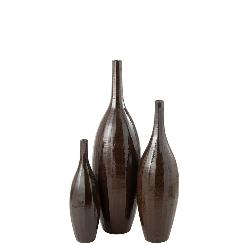 Vase Bottle Teraa Brown Glossy 120x33 cm Large